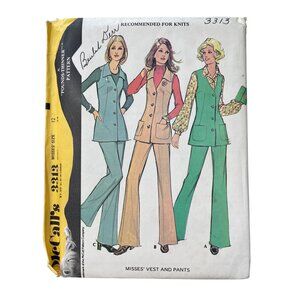 70s McCalls 3313 Misses Vest and Pants Sewing Pattern Size 12 Dressmaking CUT